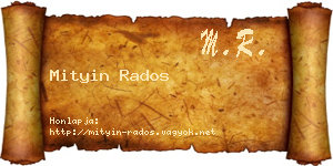 Mityin Rados névjegykártya